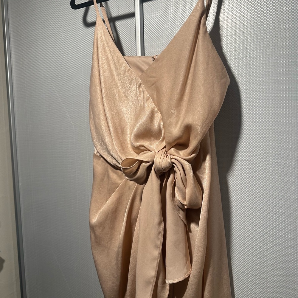 Aakaa Shimmering Champagne Mini Dress